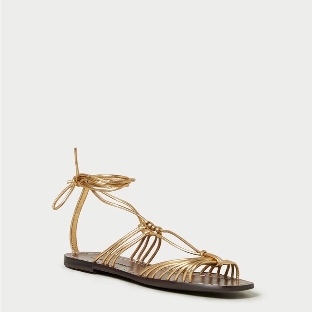Loeffler Randall Romy Gold Brown Strappy Sandals - Picture 4 of 6